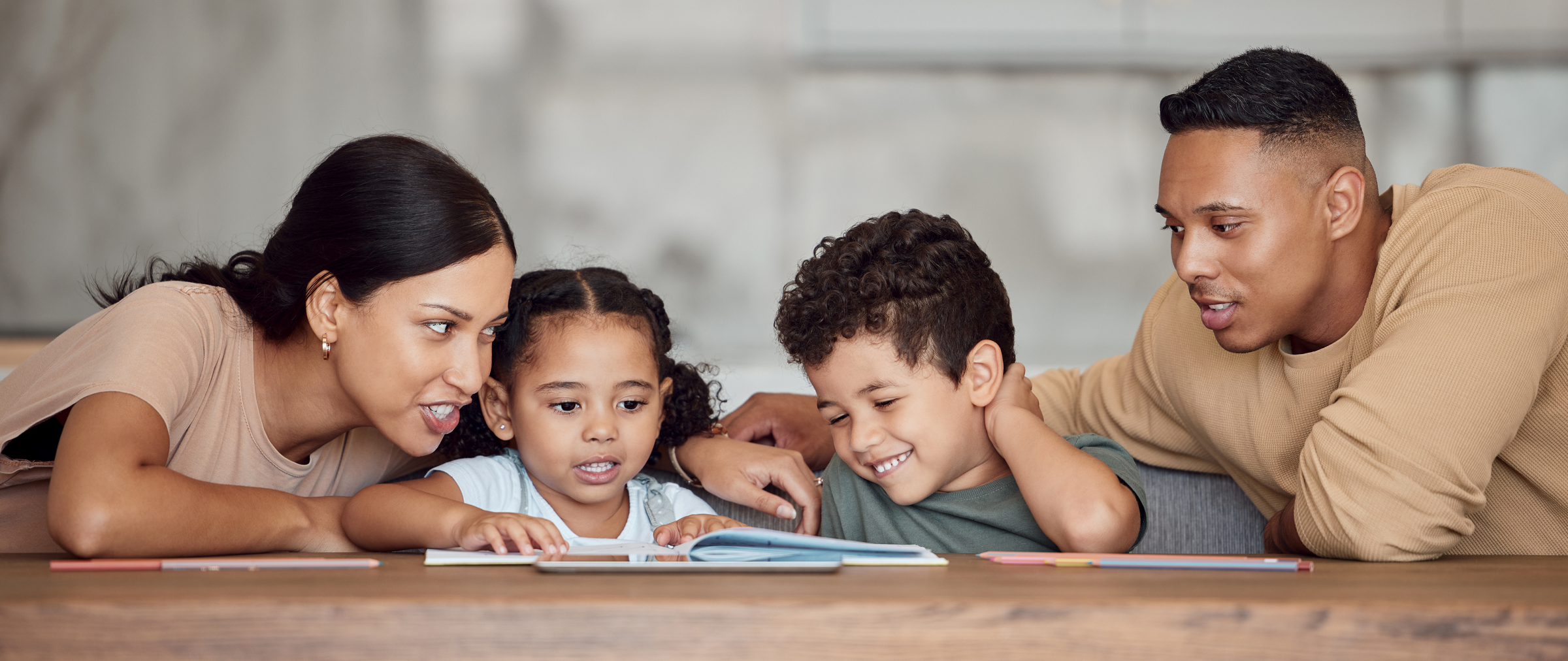 Family studying together